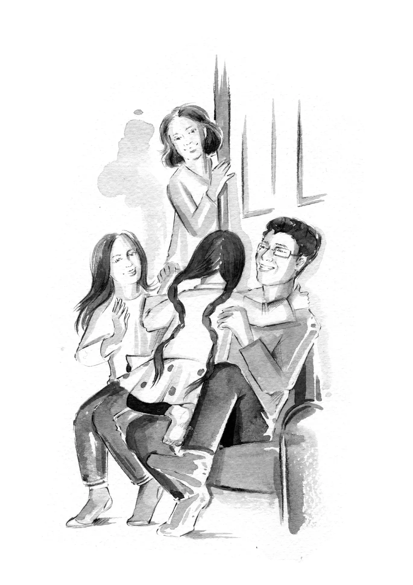 An illustration of young friends from But It's Not Fair